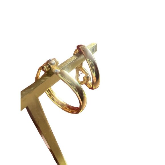 Vintage Napier Gold Tone Huggie Small Hoop Clip-on Earrings - Picture 3 of 6